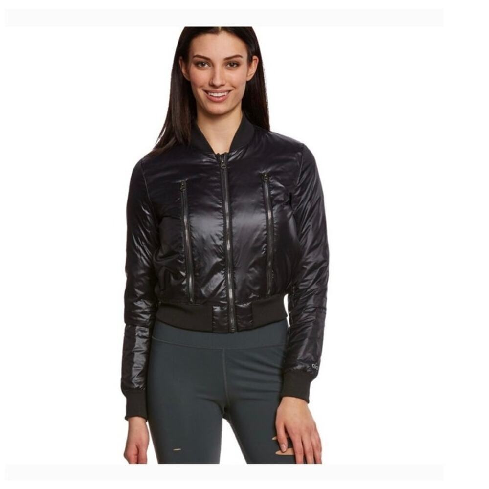 Alo‎ Off Duty Black Women's Bomber Jacket Size: S